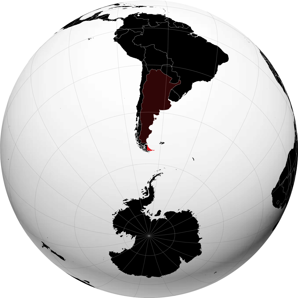 Provincia della Terra del Fuoco, Antartide e Isole dell'Atlantico Meridionale sul globo