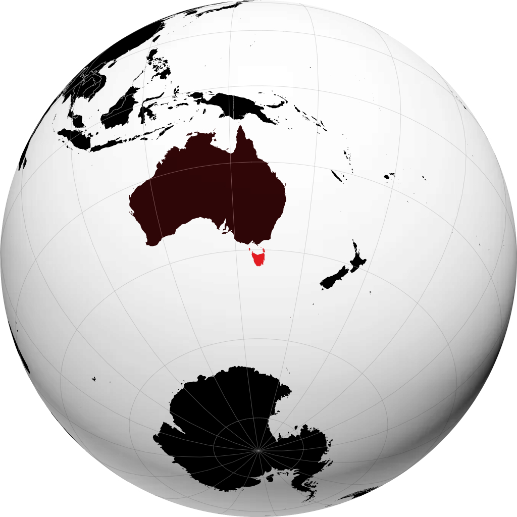Stato della Tasmania sul globo
