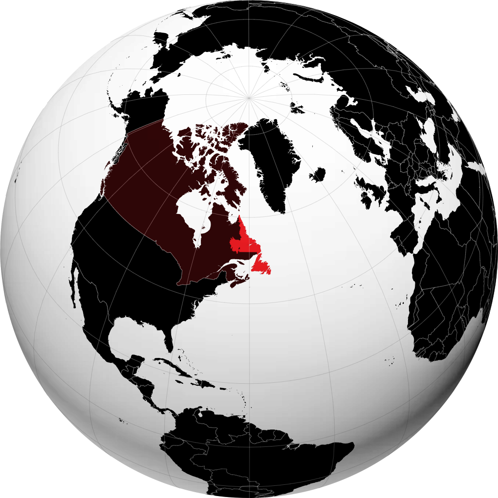 Terranova e Labrador sul globo