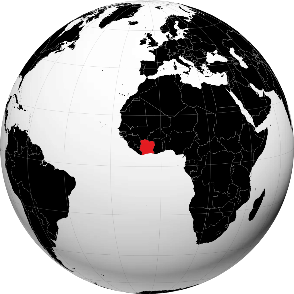 Costa d’Avorio sul globo