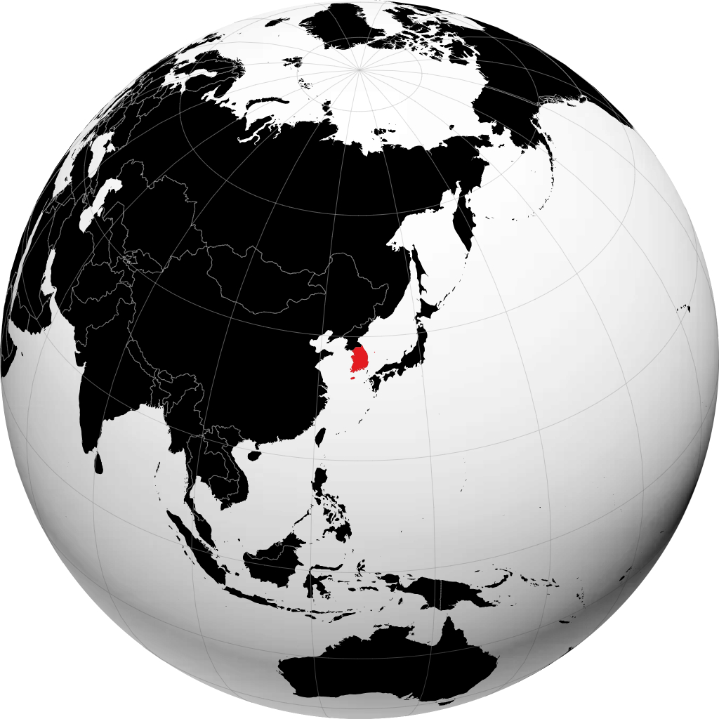 Corea del Sud sul globo