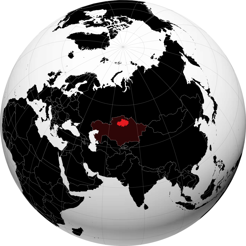 Regione di Akmola sul globo