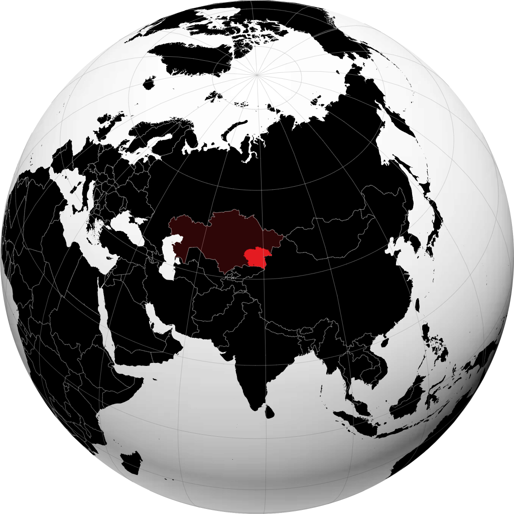 Regione di Almaty sul globo