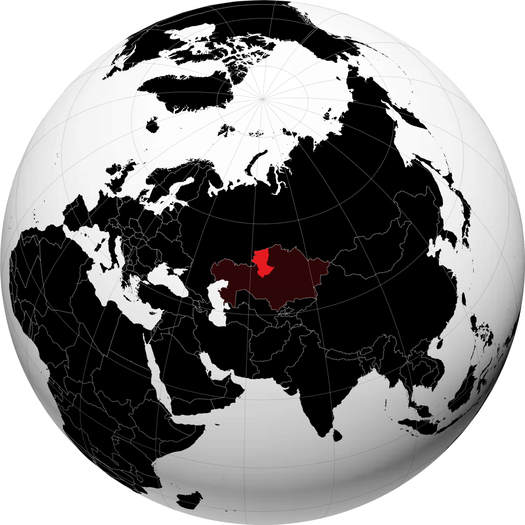 Regione di Qostanay sul globo