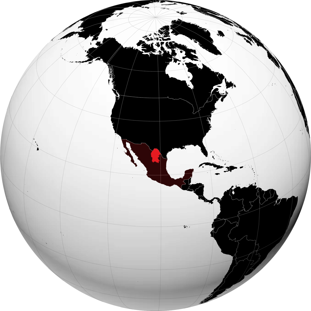 Stato di Coahuila sul globo