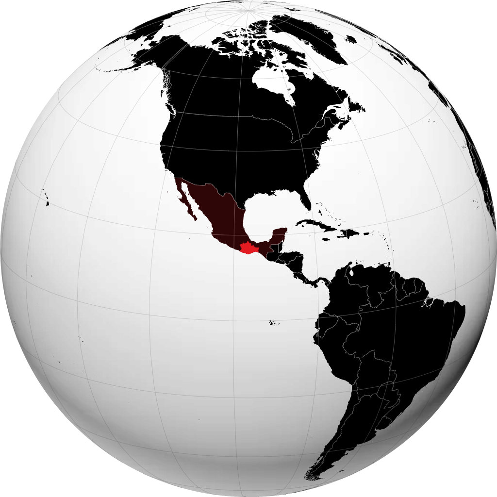 Stato di Oaxaca sul globo