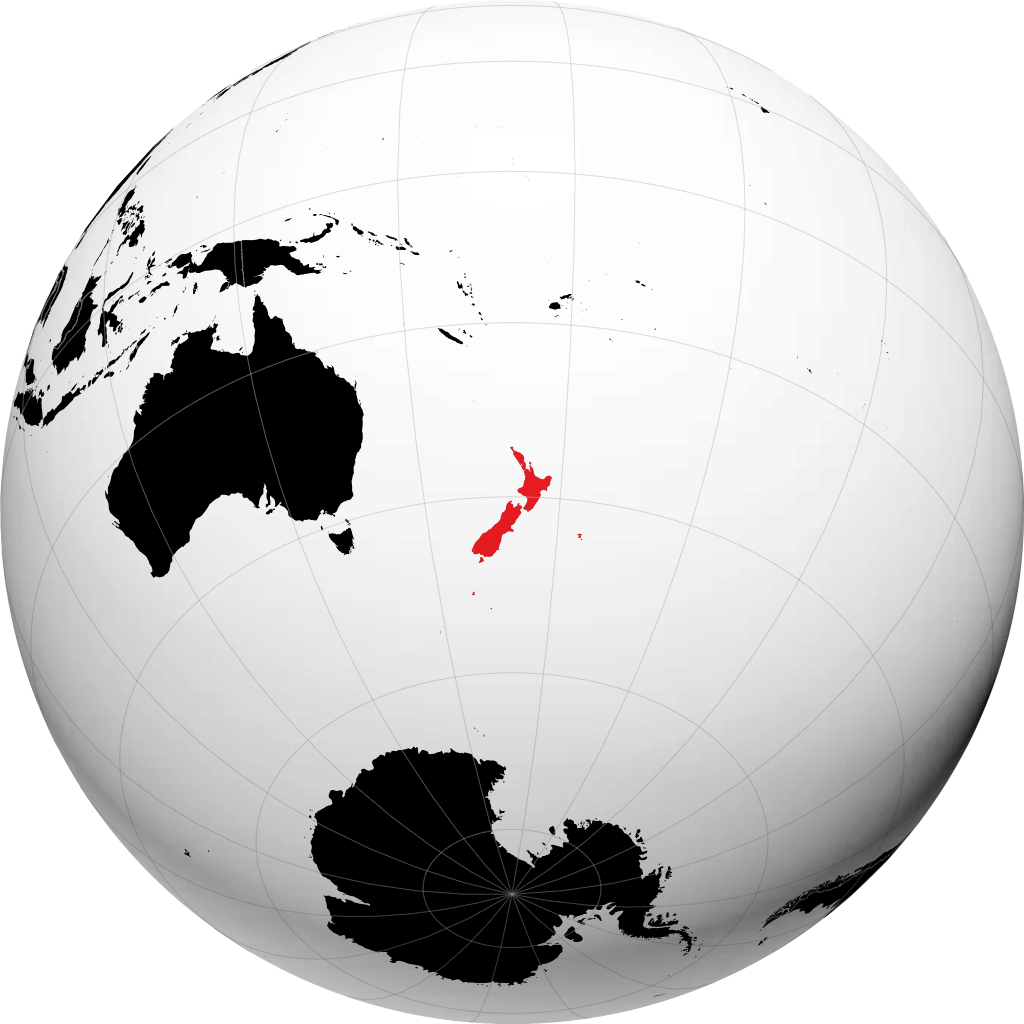 Nuova Zelanda sul globo