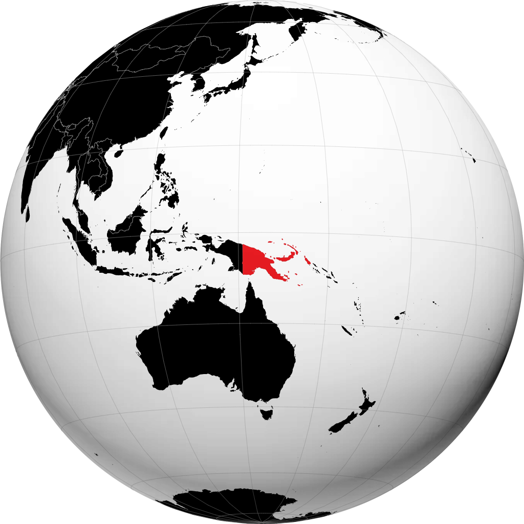Papua Nuova Guinea sul globo