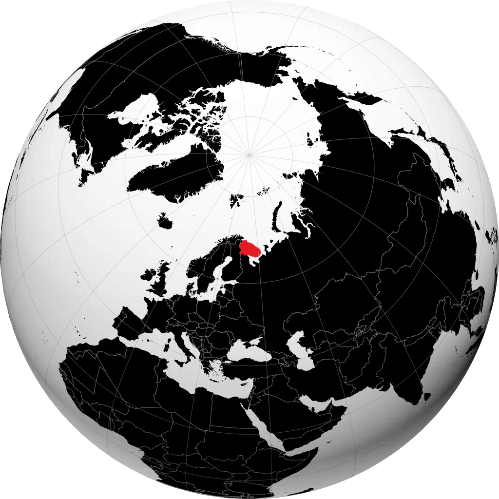 Regione di Murmansk sul globo