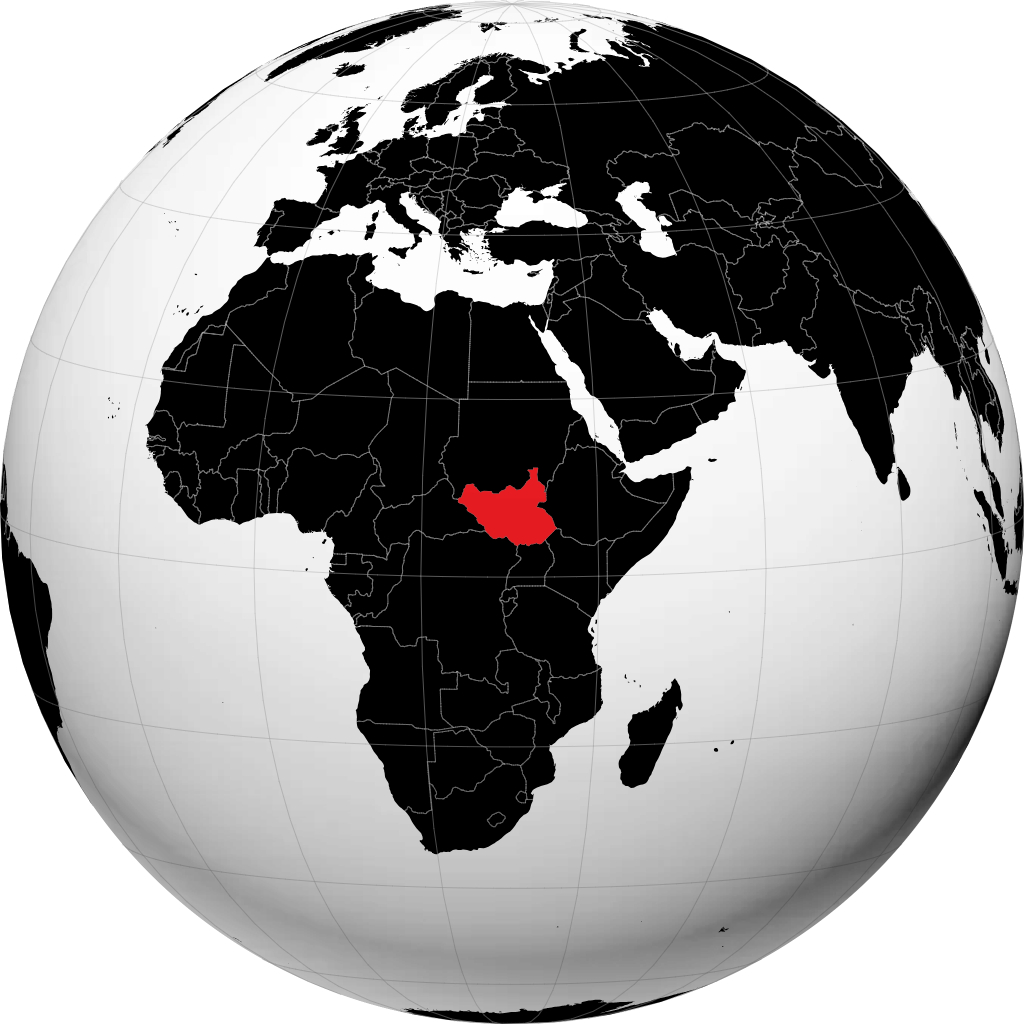 Sud Sudan sul globo