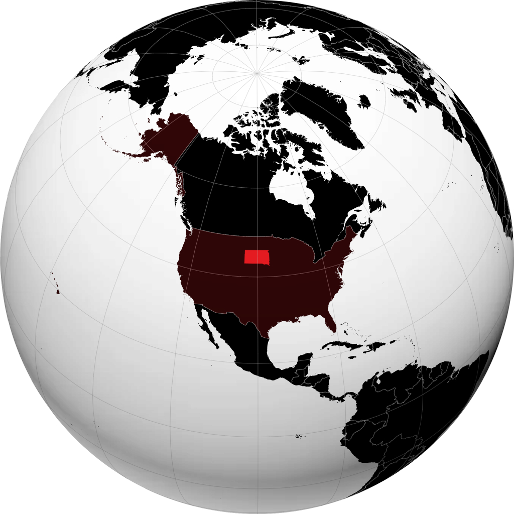 Dakota del Sud sul globo