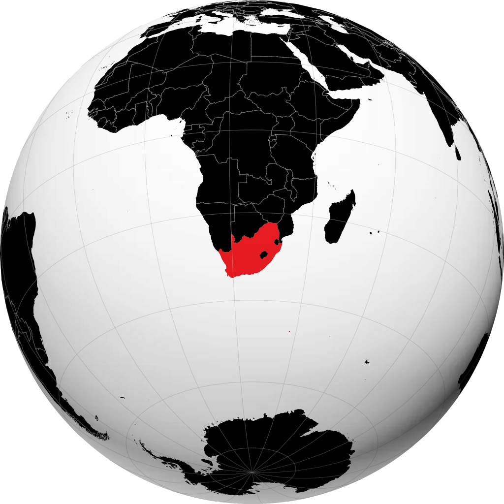 Sudafrica sul globo